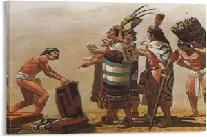 Ancient Civilizations Maya Aztec And Inca Illustration Art Vintage Poster Canvas Wall Art Painting Print Aesthetic Decor Suitable for Bedroom Kitchen Home Decor Wall Decor 12x18inch(30x45cm) Frame-sty