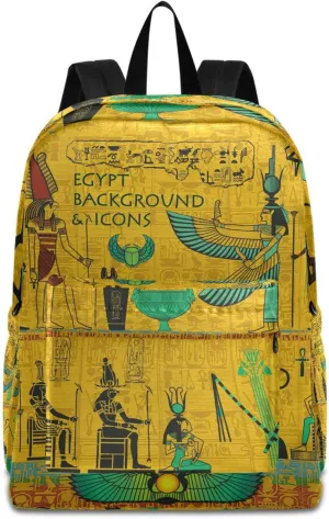 Ancient Egypt Hieroglyphics Large Portable Laptop Backpack Durable Travel Bag for Men Women School Bookbag Work Fit 16.5 Inch Notebook