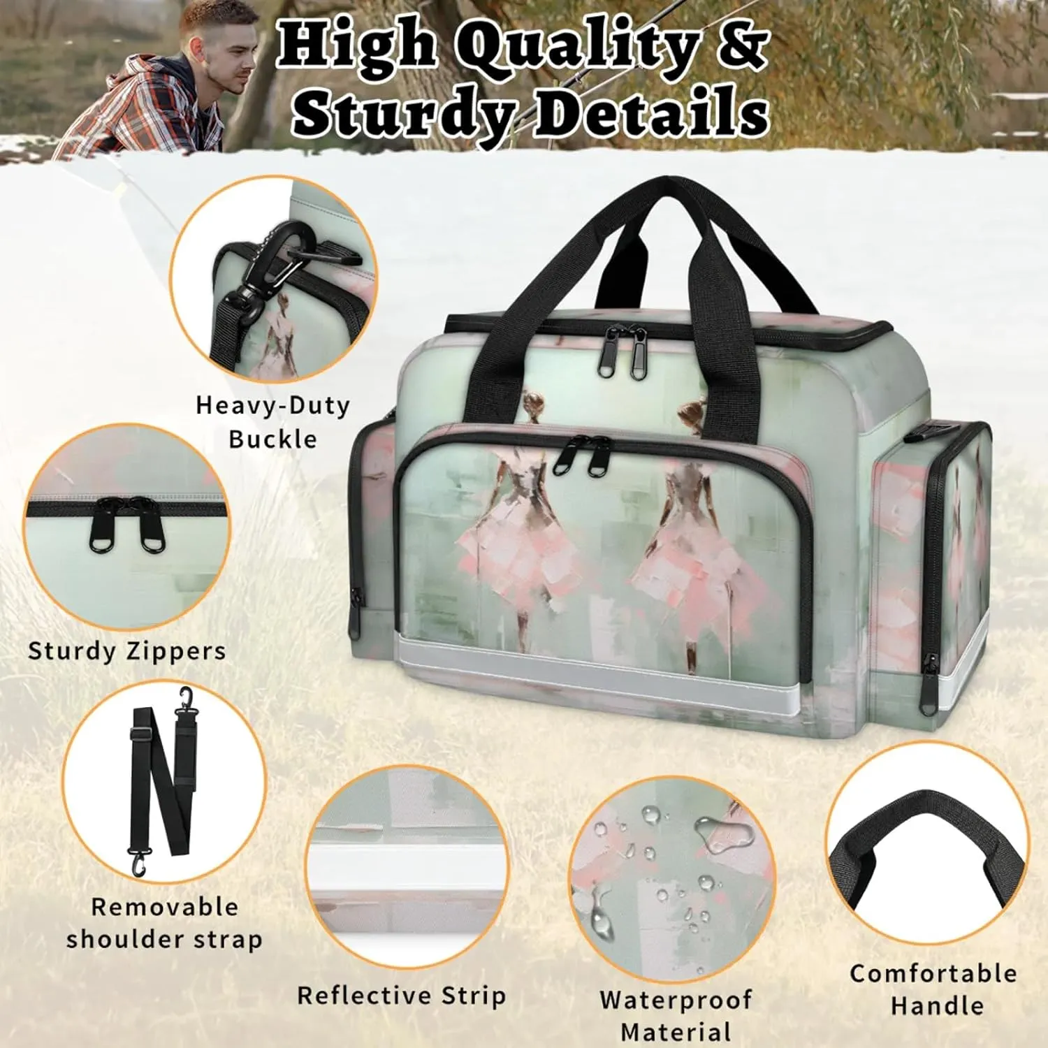 Anti-Scratch Duffle Bag for Travel 25x17.7x11.2 Inch - Waterproof Duffel Bag for Camping Fitness, Durable EMS Gear for First Responders Oil Painting Ballet