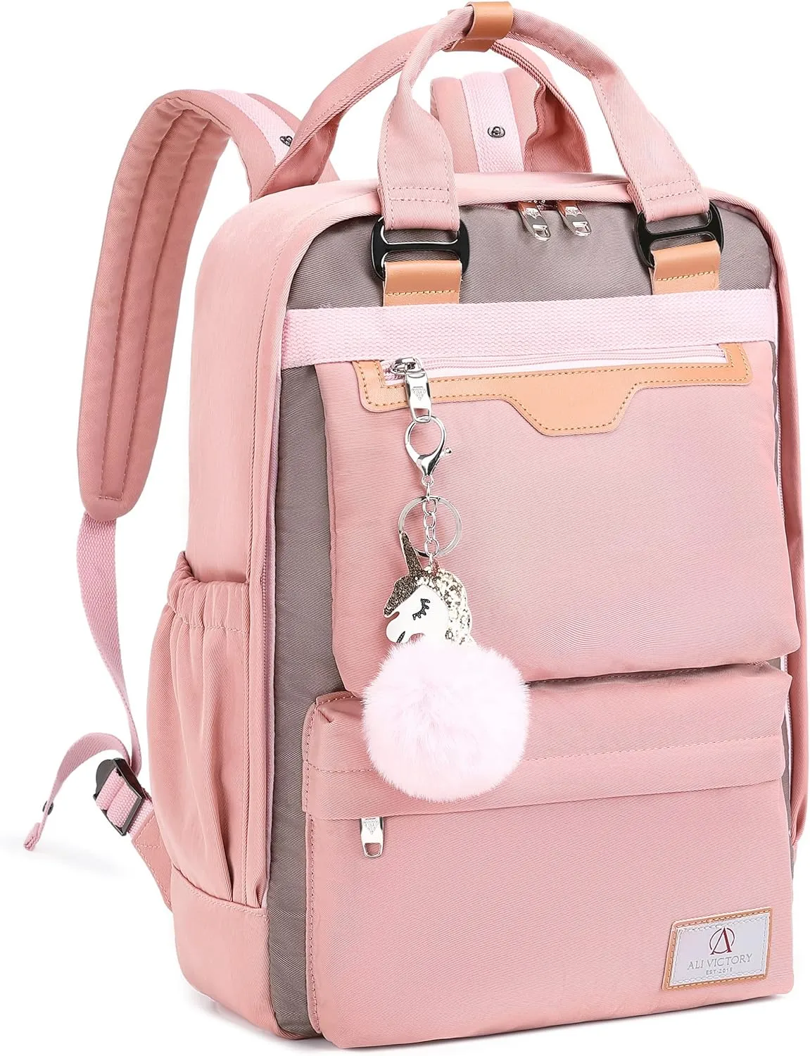 AO ALI VICTORY Laptop Backpack 15.6 Inch for Women Men Teacher Backpacks Nursing Bag Anti Theft Travel Back Pack Large College Bookbag (Medium, Pink)