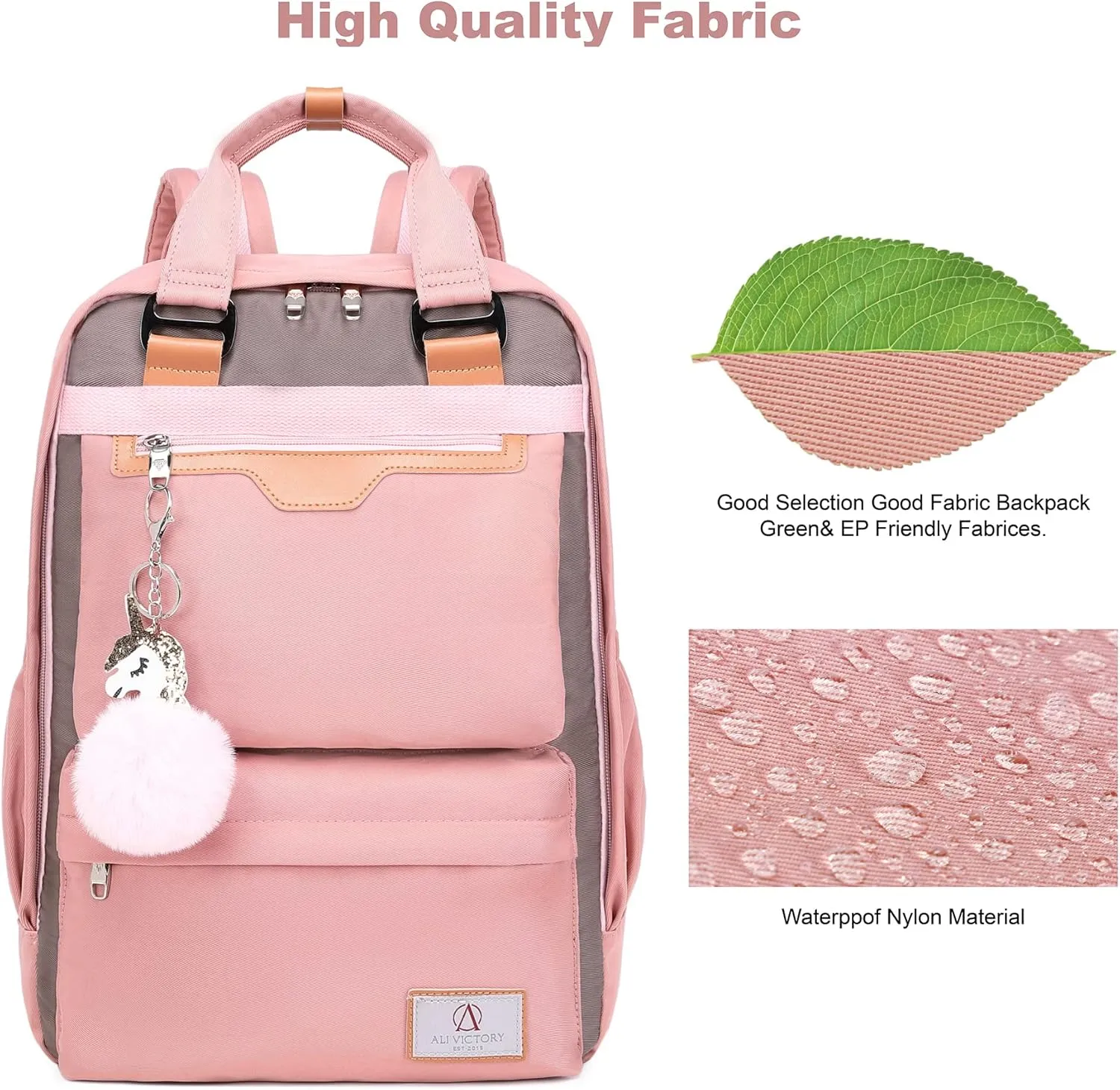 AO ALI VICTORY Laptop Backpack 15.6 Inch for Women Men Teacher Backpacks Nursing Bag Anti Theft Travel Back Pack Large College Bookbag (Medium, Pink)