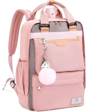 AO ALI VICTORY Laptop Backpack 15.6 Inch for Women Men Teacher Backpacks Nursing Bag Anti Theft Travel Back Pack Large College Bookbag (Medium, Pink)