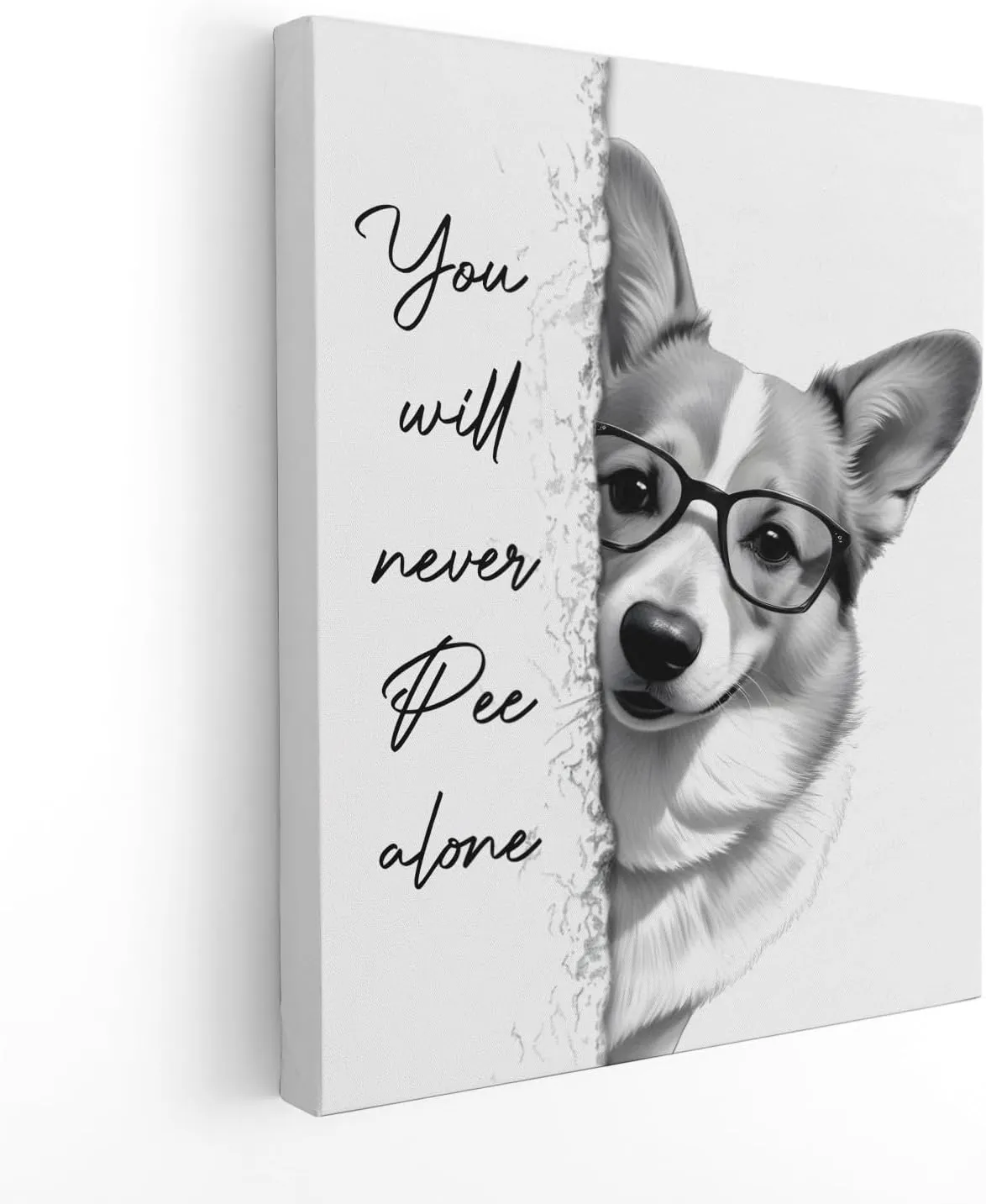 APJYM You Will Never Pee Alone Funny Corgi Bathroom Wall Art, Funny Dog Bathroom Decor Posters Wall Decor Signs, 11x14 Inch Framed