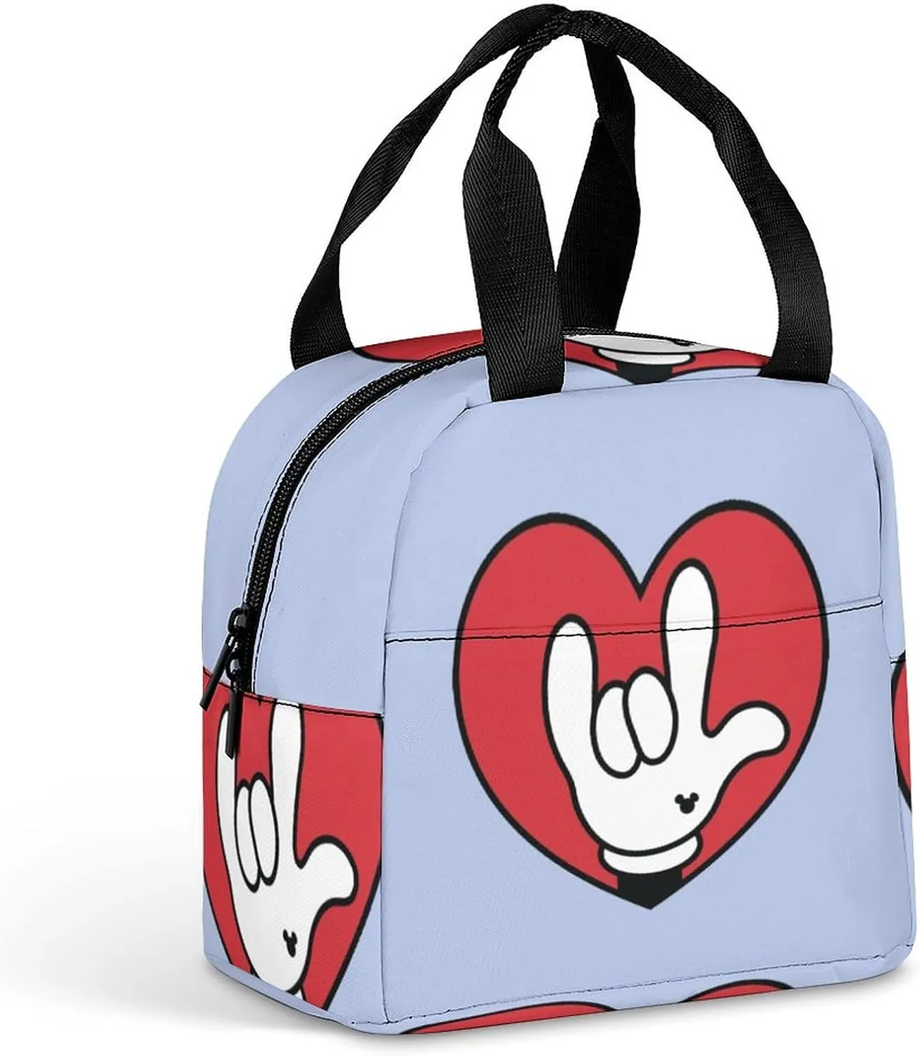 ASL I Love You Sign Language Lunch Box Bag Tote for Women Men Insulated Lunchbox Containers Work Picnic Travel