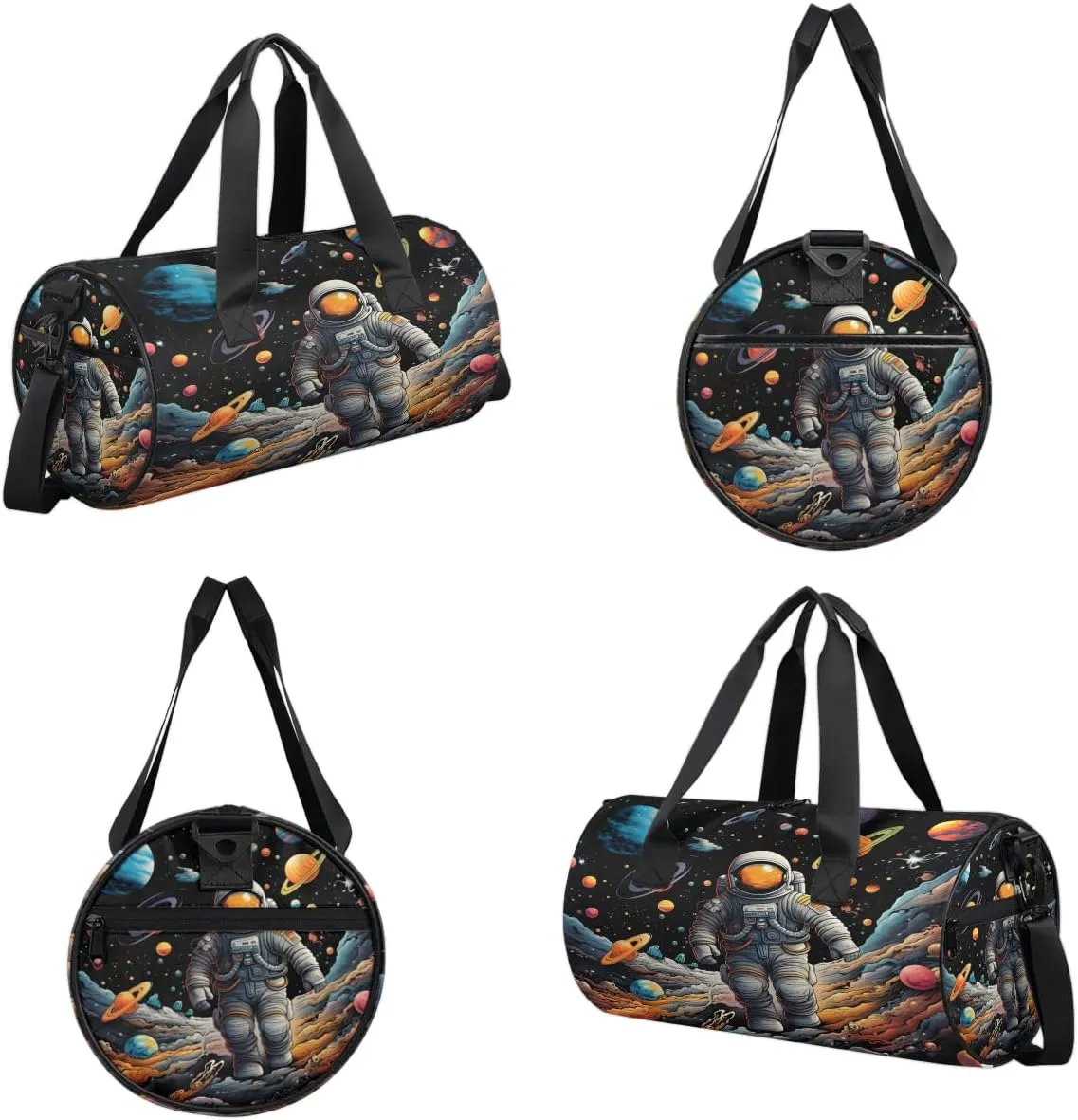 Astronaut Planets Gym Bag for Women Men Lightweight Weekender Travel Bag Stylish Duffle Bag for Gym Travel Overnight Carry On