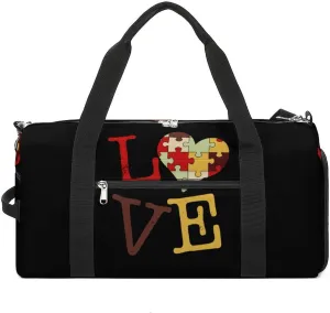 Autism Awareness Gym Bag for Men Women Travel Duffle Bags with Shoes Compartment Swim Dance Yoga