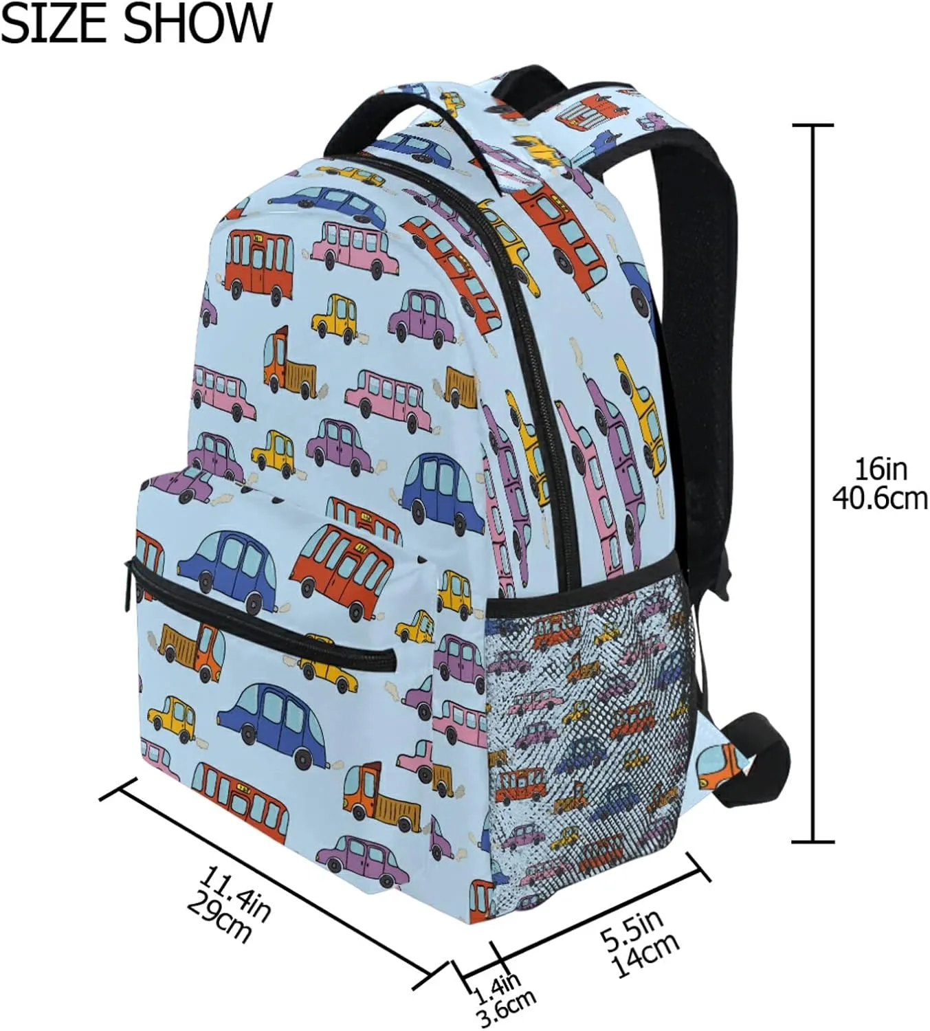 AUUXVA Funny Truck Car Backpack for Kids Boys, Rainbow Bus Laptop Backpack for Primary Junior High School, Casual Travel Camping Hiking Daypack