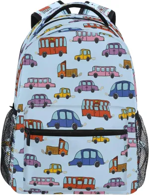 AUUXVA Funny Truck Car Backpack for Kids Boys, Rainbow Bus Laptop Backpack for Primary Junior High School, Casual Travel Camping Hiking Daypack