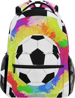 AUUXVA Rainbow Sport Soccer Ball Backpack Travel School Shoulder Bag for Kids Boys Girls Women Men