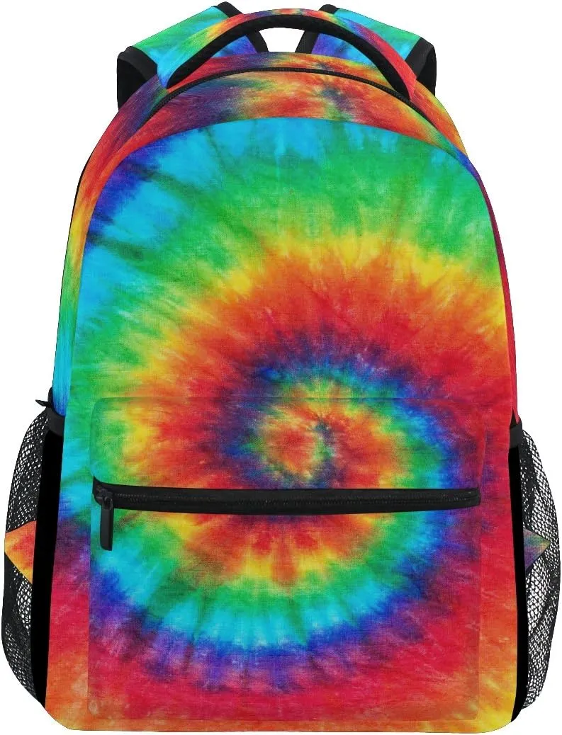 AUUXVA Spiral Tie Dye Backpack Trippy Travel School Shoulder Bag for Kids Boys Girls Women Men 11.5x8x16 in