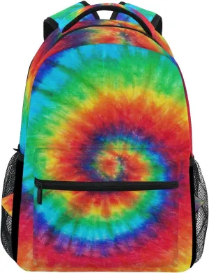 AUUXVA Spiral Tie Dye Backpack Trippy Travel School Shoulder Bag for Kids Boys Girls Women Men 11.5x8x16 in