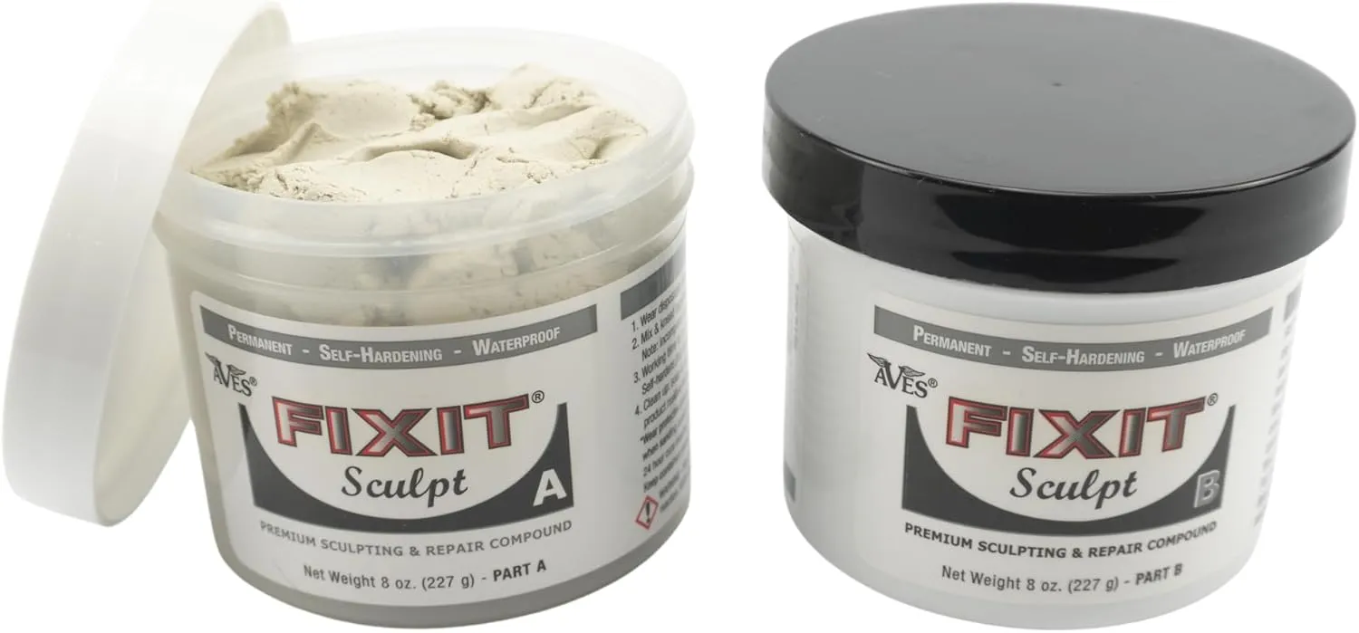 Aves Fixit Sculpt - 2 Part Air Hardening Epoxy Modeling & Repair Compound (A & B) - 1 lb, Durable Self Dry Clay for Sculpting, Repairs, Waterproof, Adhesive & Easy to Use - Canvas (Sand Like Color)