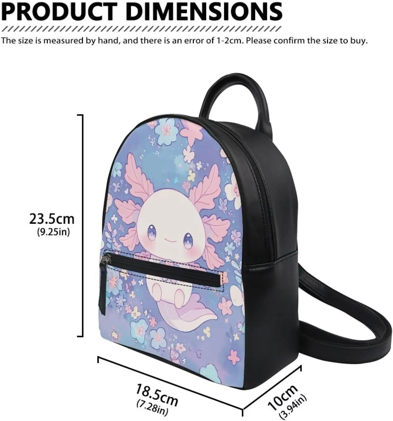 Axolotl Womens Backpack Purse Small Backpack Purse for Women Lightweight Daypack Shoulder Bag with Zipper Casual Shoulder Bag Handbag