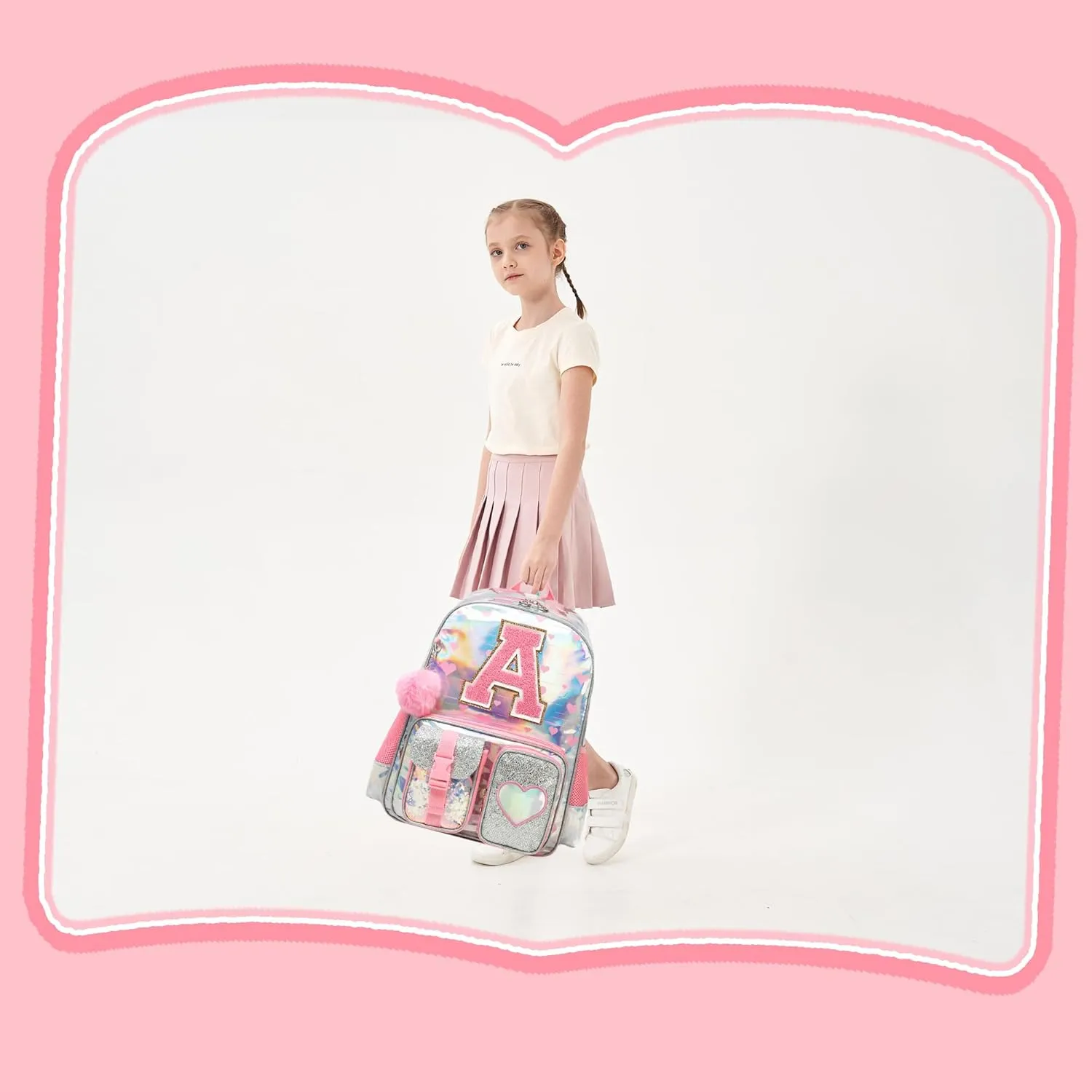 Backpack for Girls Elementary Bookbag for School Backpack Set Girls Preschool Book Bag with Lunch Box Pencil Case