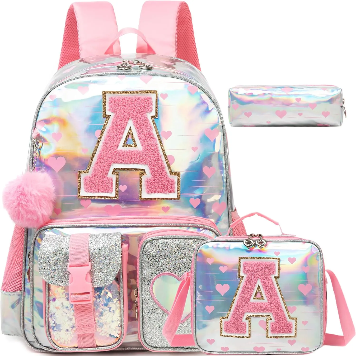 Backpack for Girls Elementary Bookbag for School Backpack Set Girls Preschool Book Bag with Lunch Box Pencil Case