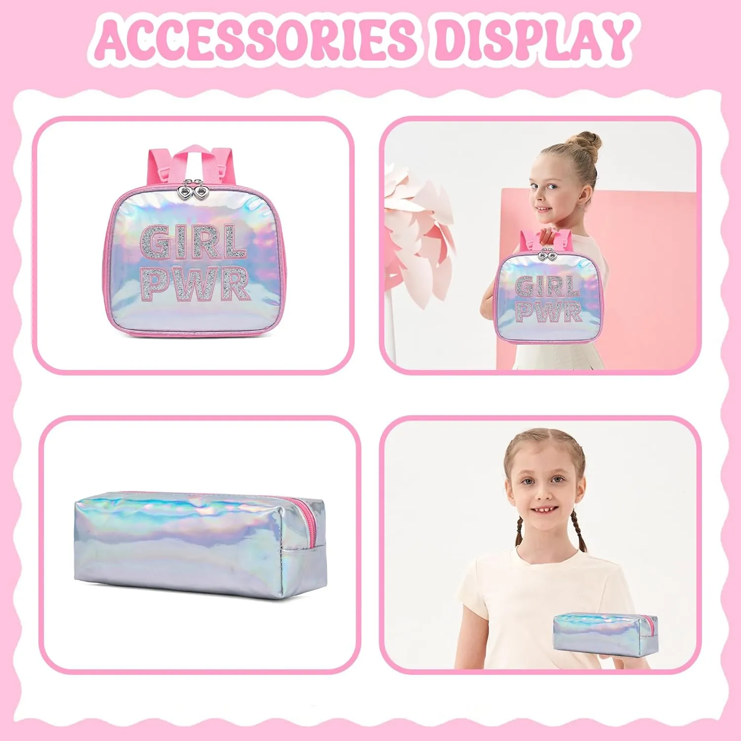 Backpack for Girls Elementary Bookbag for School Backpack Set Girls Preschool Book Bag with Lunch Box Pencil Case