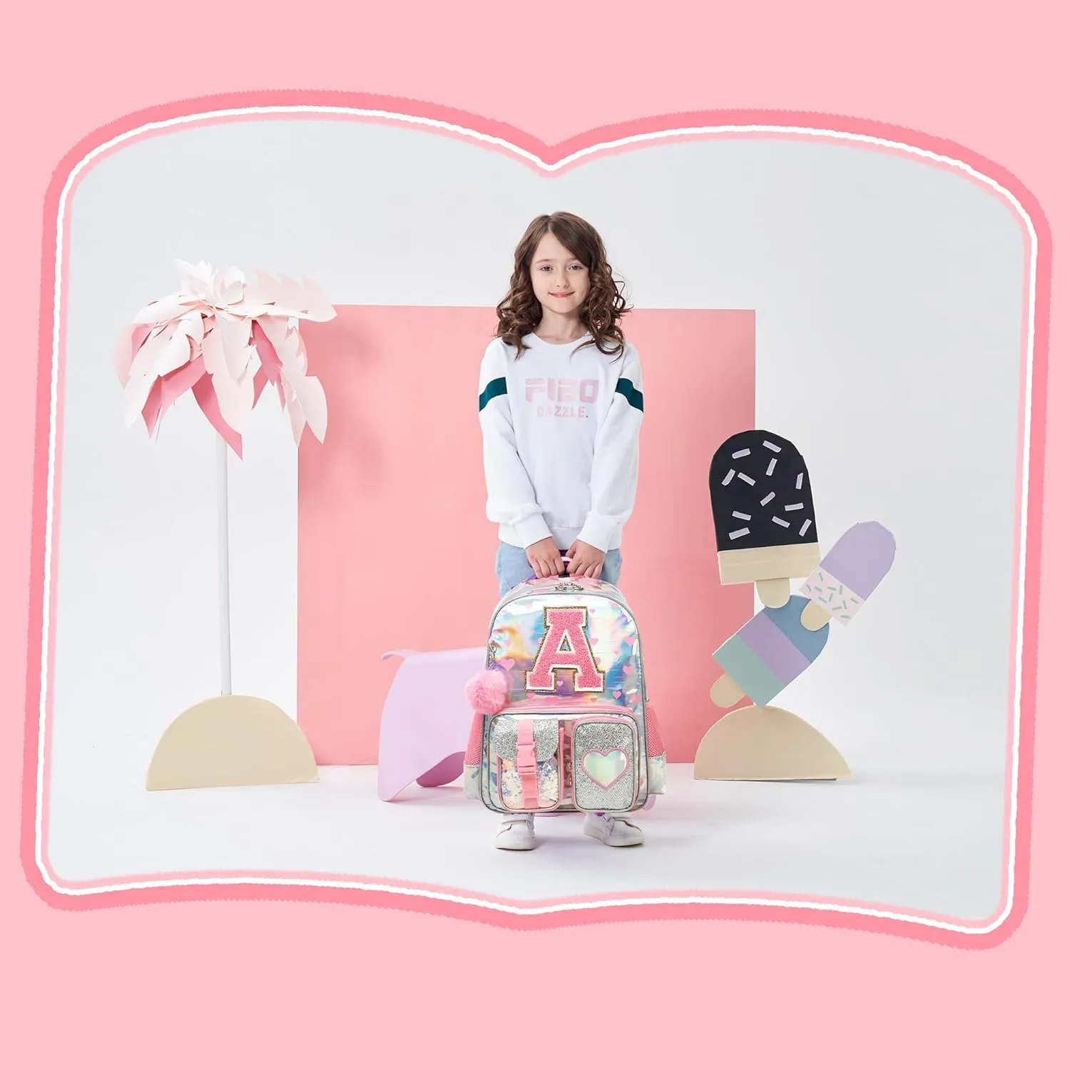 Backpack for Girls Elementary Bookbag for School Backpack Set Girls Preschool Book Bag with Lunch Box Pencil Case