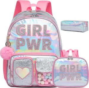 Backpack for Girls Elementary Bookbag for School Backpack Set Girls Preschool Book Bag with Lunch Box Pencil Case