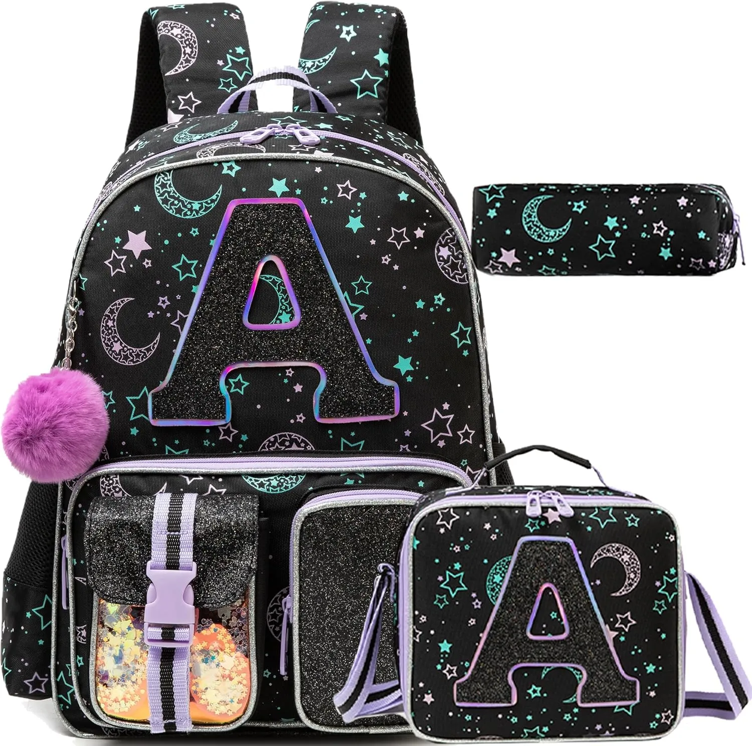 Backpack for Girls Elementary Bookbag for School Backpack Set Girls Preschool Book Bag with Lunch Box Pencil Case