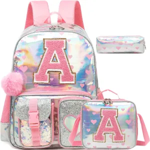 Backpack for Girls Elementary Bookbag for School Backpack Set Girls Preschool Book Bag with Lunch Box Pencil Case