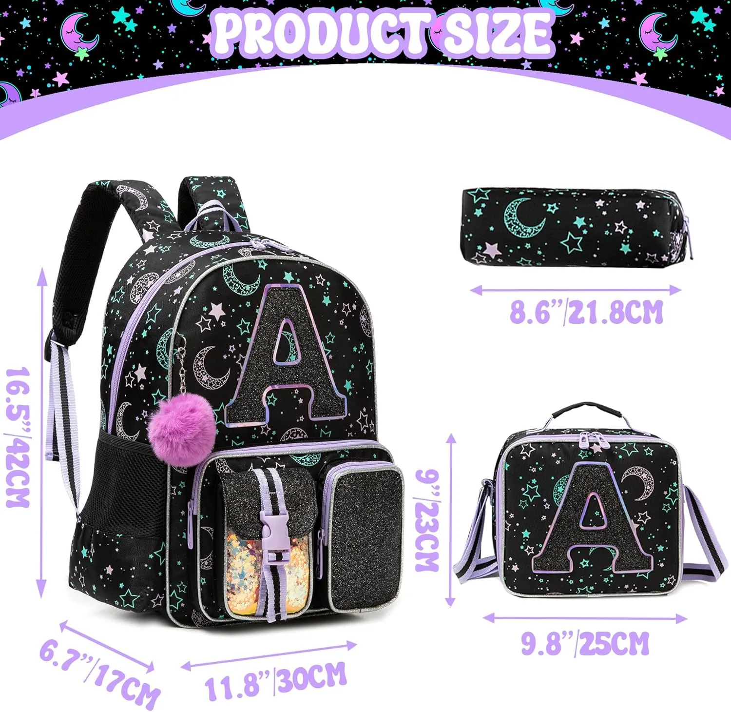 Backpack for Girls Elementary Bookbag for School Backpack Set Girls Preschool Book Bag with Lunch Box Pencil Case