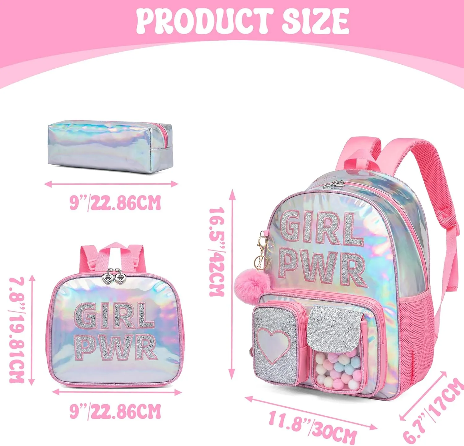 Backpack for Girls Elementary Bookbag for School Backpack Set Girls Preschool Book Bag with Lunch Box Pencil Case