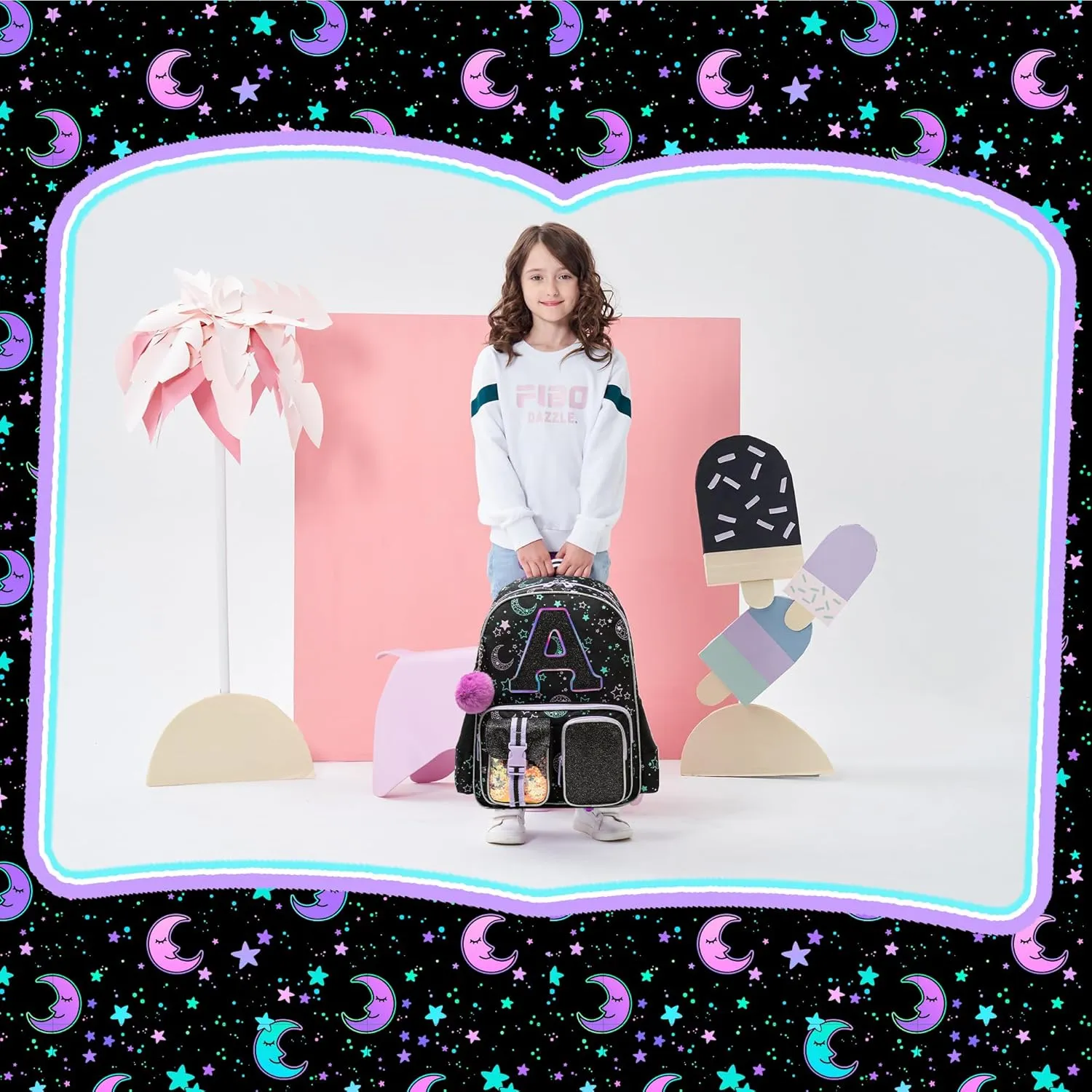 Backpack for Girls Elementary Bookbag for School Backpack Set Girls Preschool Book Bag with Lunch Box Pencil Case