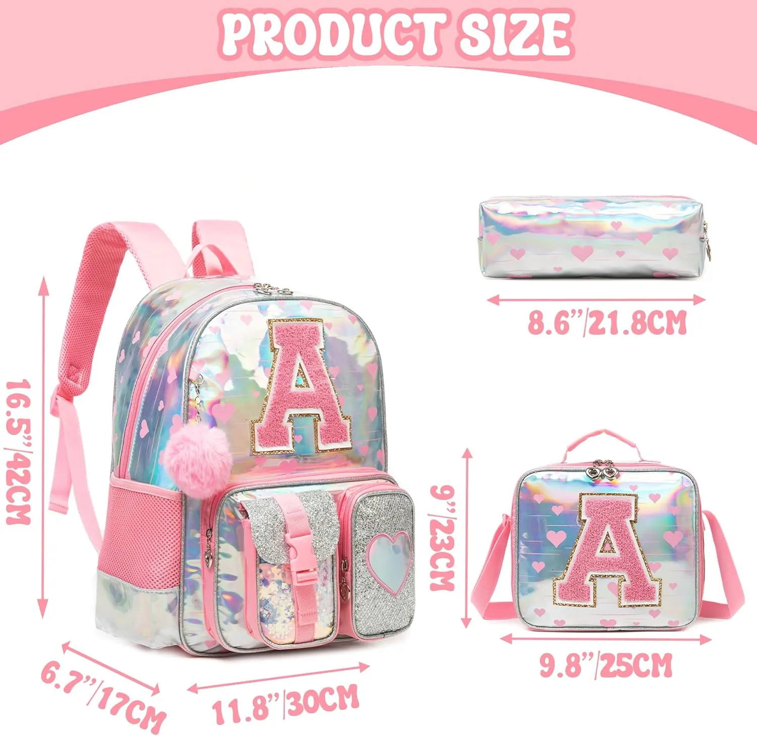 Backpack for Girls Elementary Bookbag for School Backpack Set Girls Preschool Book Bag with Lunch Box Pencil Case