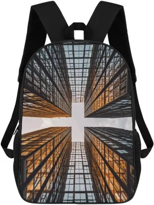 Backpack for Man Skyscraper Looking Up at Sky Laptop Backpack for Woman Travel Daypack Casual Bag Computer Bag 17 Inch