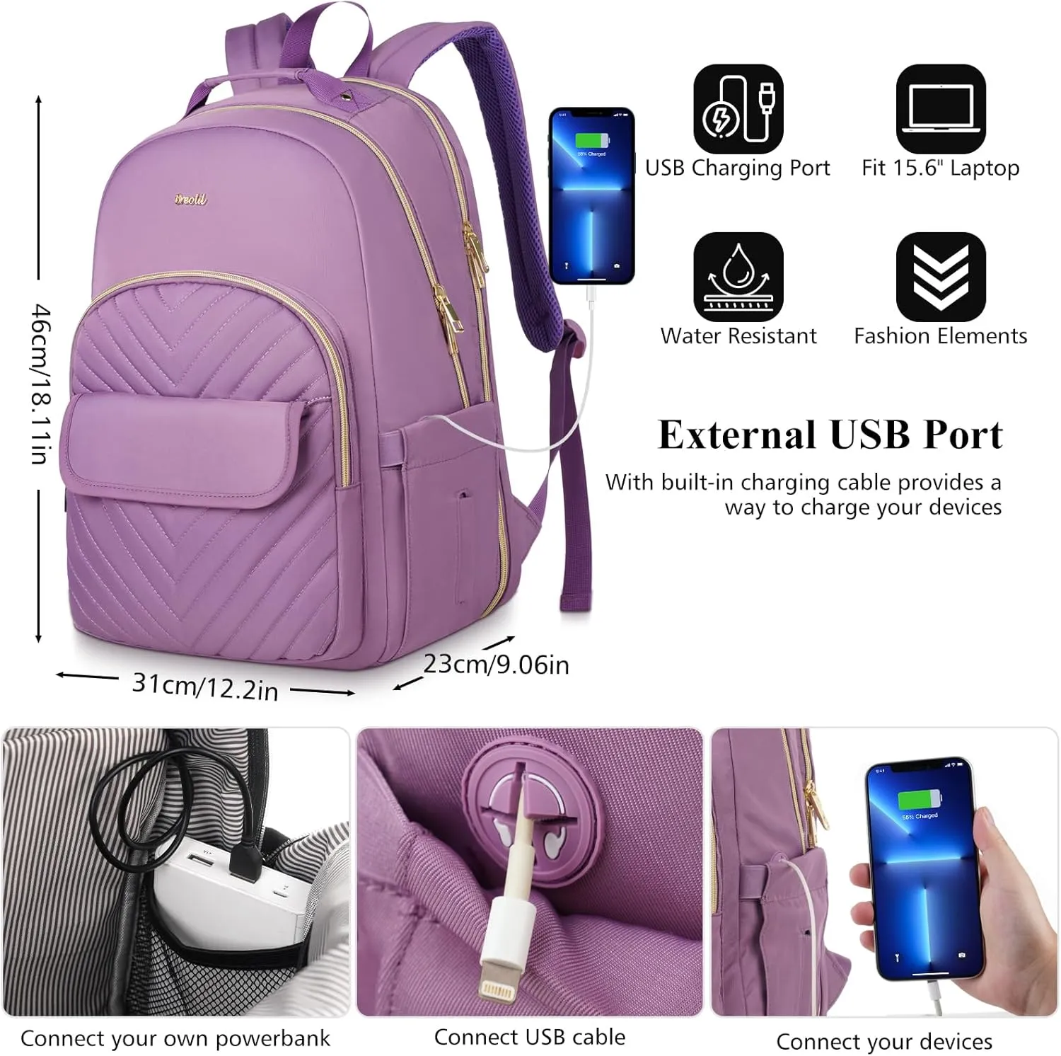 Backpacks for Women 15,6 Inch,Bookbag School Bags for Girls for School Supplies,Backpack for Travel Business Work Personal Item,Mochila para Mujer Niña