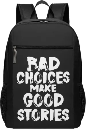 Bad Choices Make Good Stories Travel Laptop Backpack, Business Anti Theft Slim Sturdy Laptops Backpacks, College Computer Bag Gift for Men & Women Fits 17 Inch Notebook,Black