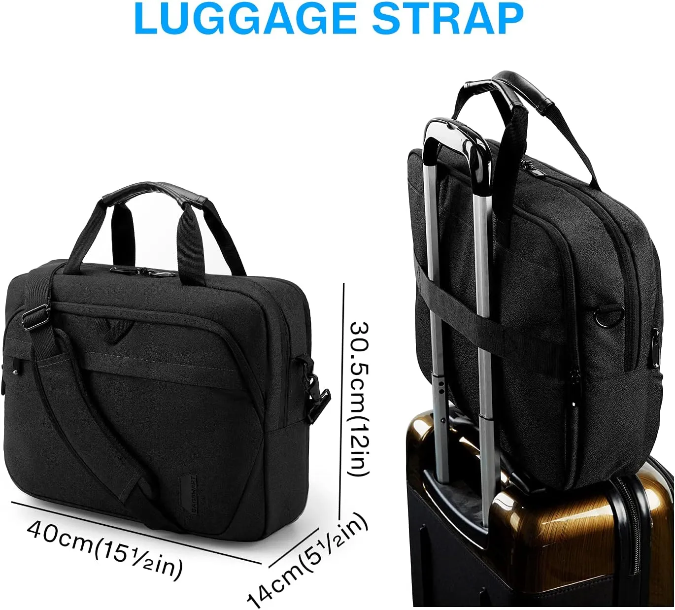 BAGSMART Laptop Bag, 15.6 Inch Briefcase Men, Lockable Computer Bag Work Bag, Water-Repellent Shoulder Messenger Bag Travel Office Business, Black