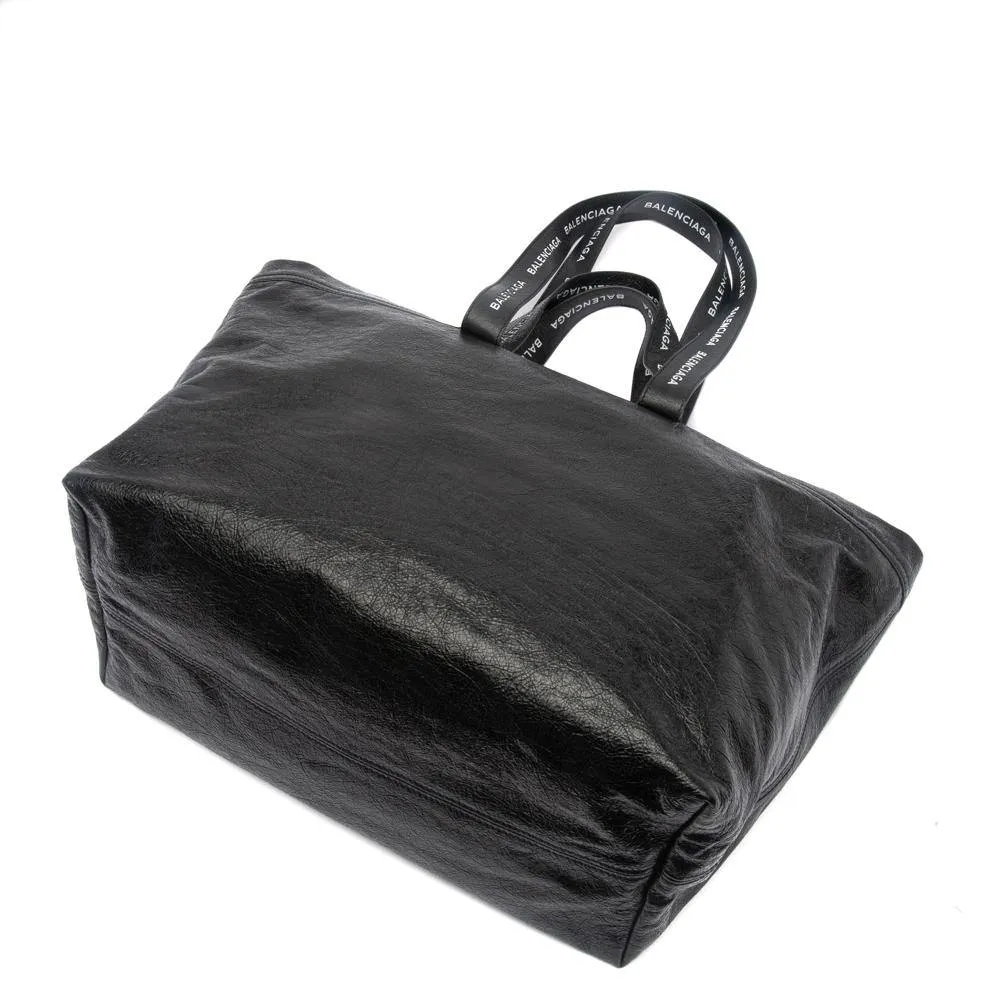 Balenciaga Black Leather Carry All Shopper Ikea XL Travel Tote Bag
