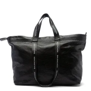 Balenciaga Black Leather Carry All Shopper Ikea XL Travel Tote Bag