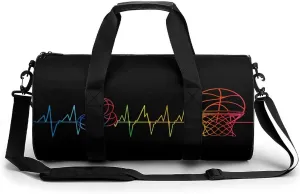 Ball Heartbeat Basketball Gym Bag Lightweight Carry On Duffel Bag Athletic Sports Travel Bag Weekender Bag for Men Women