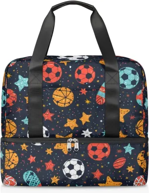 Ball Pattern Travel Duffel Bag Dry Wet Separated Sports Tote Travel Duffle Bag Gym Workout Bag Women Travel Duffel Bag for Women, Travel, Gym, Work