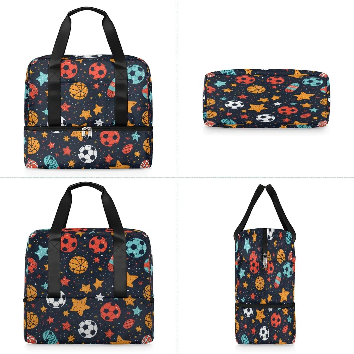 Ball Pattern Travel Duffel Bag Dry Wet Separated Sports Tote Travel Duffle Bag Gym Workout Bag Women Travel Duffel Bag for Women, Travel, Gym, Work