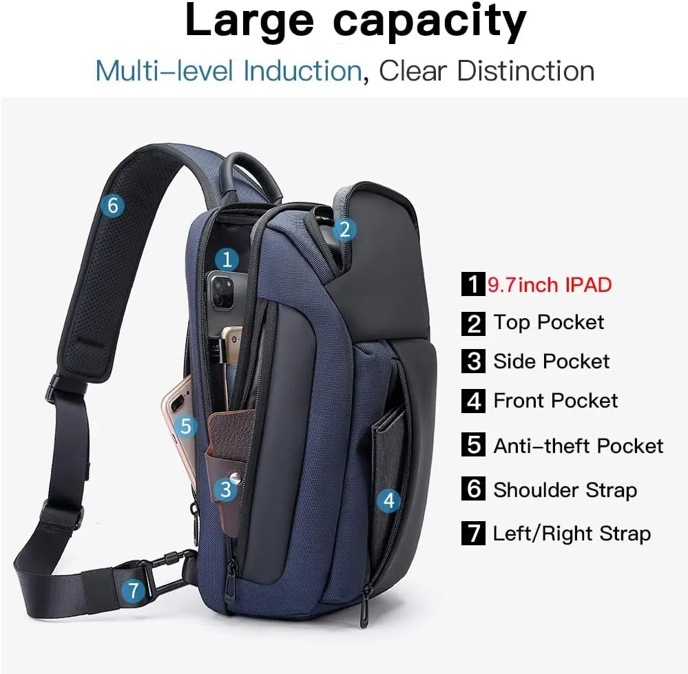 BANGE Sling Bag, Waterproof Men's Chest Bag Shoulder bags Crossbody Sling Backpack for Men……