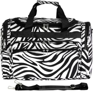 Baroque Bliss 19-Inch Carry-On Shoulder Duffel Bag with Black Trim Zebra Pattern, Stylish and Lightweight for Travel, Gym, and Everyday Use