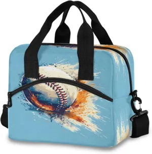 Baseball Flyer Lighting Speed Lunch Box for Men Women Adults Insulated Lunch Bag Cooler Bag with Adjustable Shoulder Strap for Work Picnic Travel