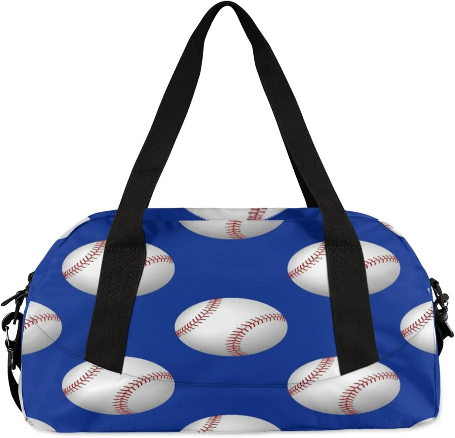 Baseball Pattern Kids Duffel Bag Lightweight Waterproof Sports Gym Bag with Front Zipper Pocket Foldable Weekender Overnight Bag for School Practice Gymnastic Ballet