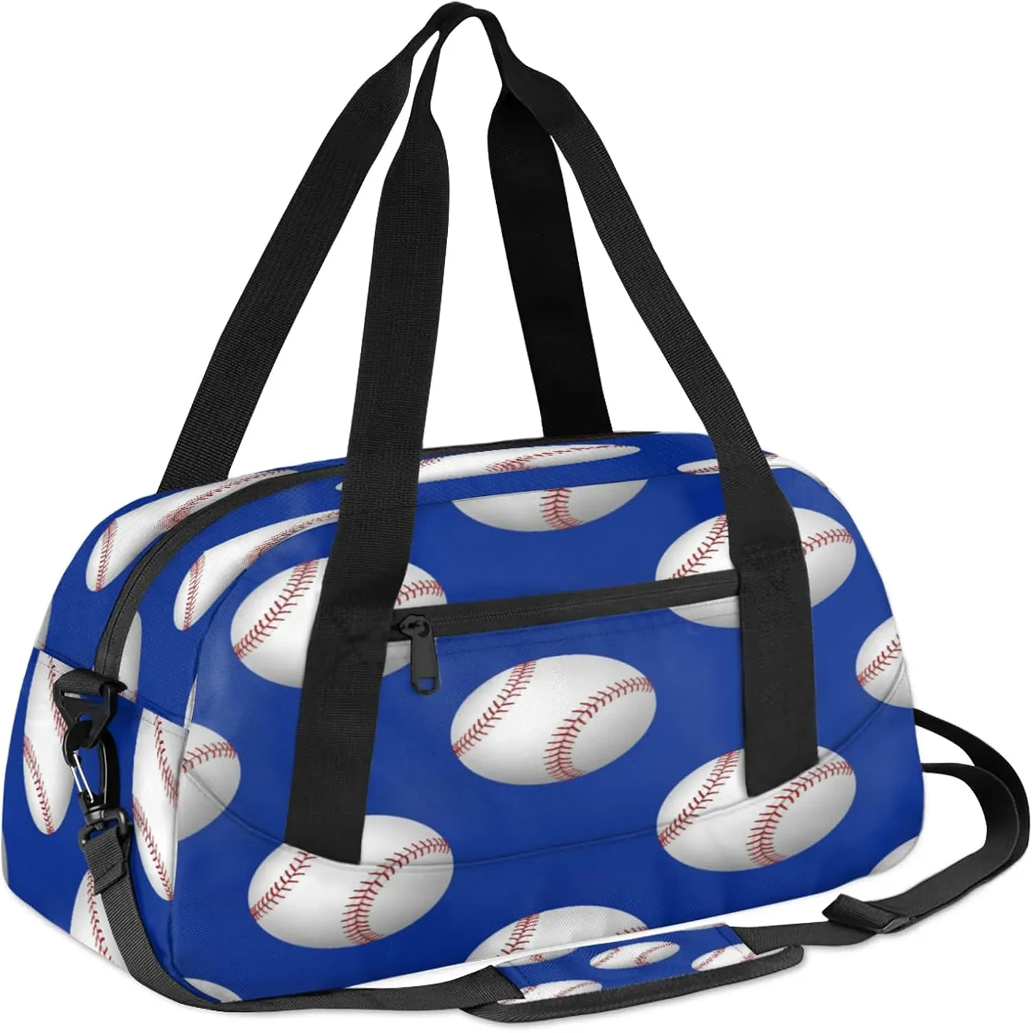 Baseball Pattern Kids Duffel Bag Lightweight Waterproof Sports Gym Bag with Front Zipper Pocket Foldable Weekender Overnight Bag for School Practice Gymnastic Ballet