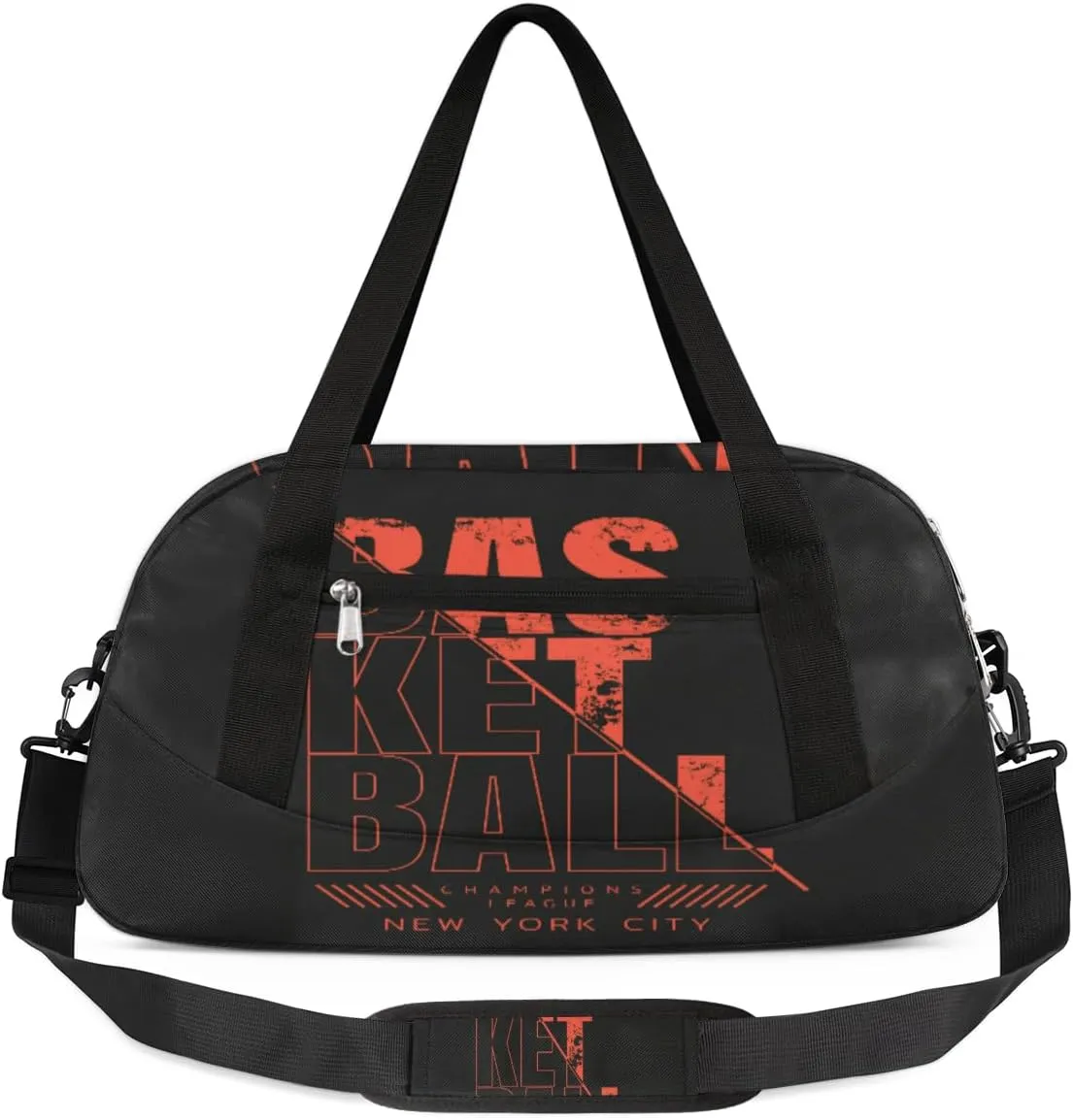 Basketball Letters Duffel Bag for Women Men Travel Bag Small Gym Bag Waterproof Workout Overnight Tote Bag for Sport Dance Weekend Yoga