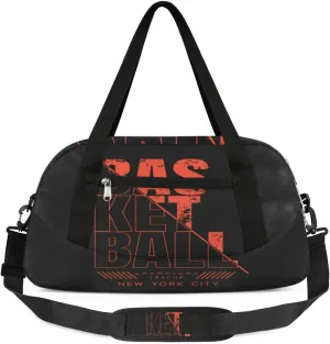 Basketball Letters Duffel Bag for Women Men Travel Bag Small Gym Bag Waterproof Workout Overnight Tote Bag for Sport Dance Weekend Yoga