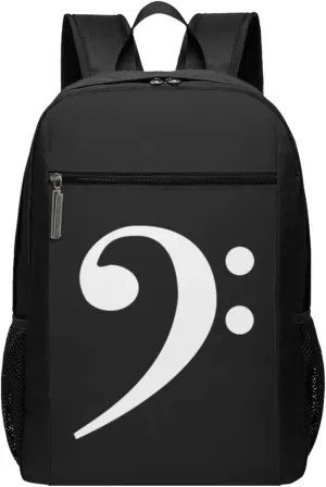 Bass Clef Music Logo Travel Laptop Backpack, Business Anti Theft Slim Sturdy Laptops Backpacks, College Computer Bag Gift for Men & Women Fits 17 Inch Notebook,Black