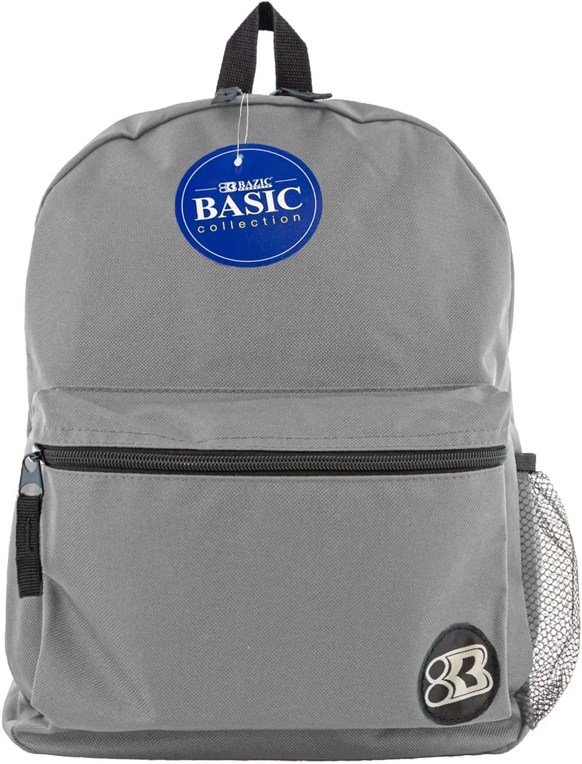 BAZIC School Backpack 16" Gray, Lightweight School Bag Padded Back & Adjustable Strap for Students, Travel Bag Fit A4 Notebook, 2-Pack