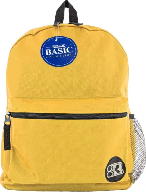 BAZIC School Backpack 16" Mustard, Lightweight School Bag Padded Back & Adjustable Strap for Students, Travel Bag Fit A4 Notebook, 1-Pack