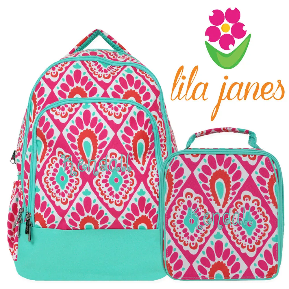 Beachy Keen Monogrammed Backpack Lunch Box Combo