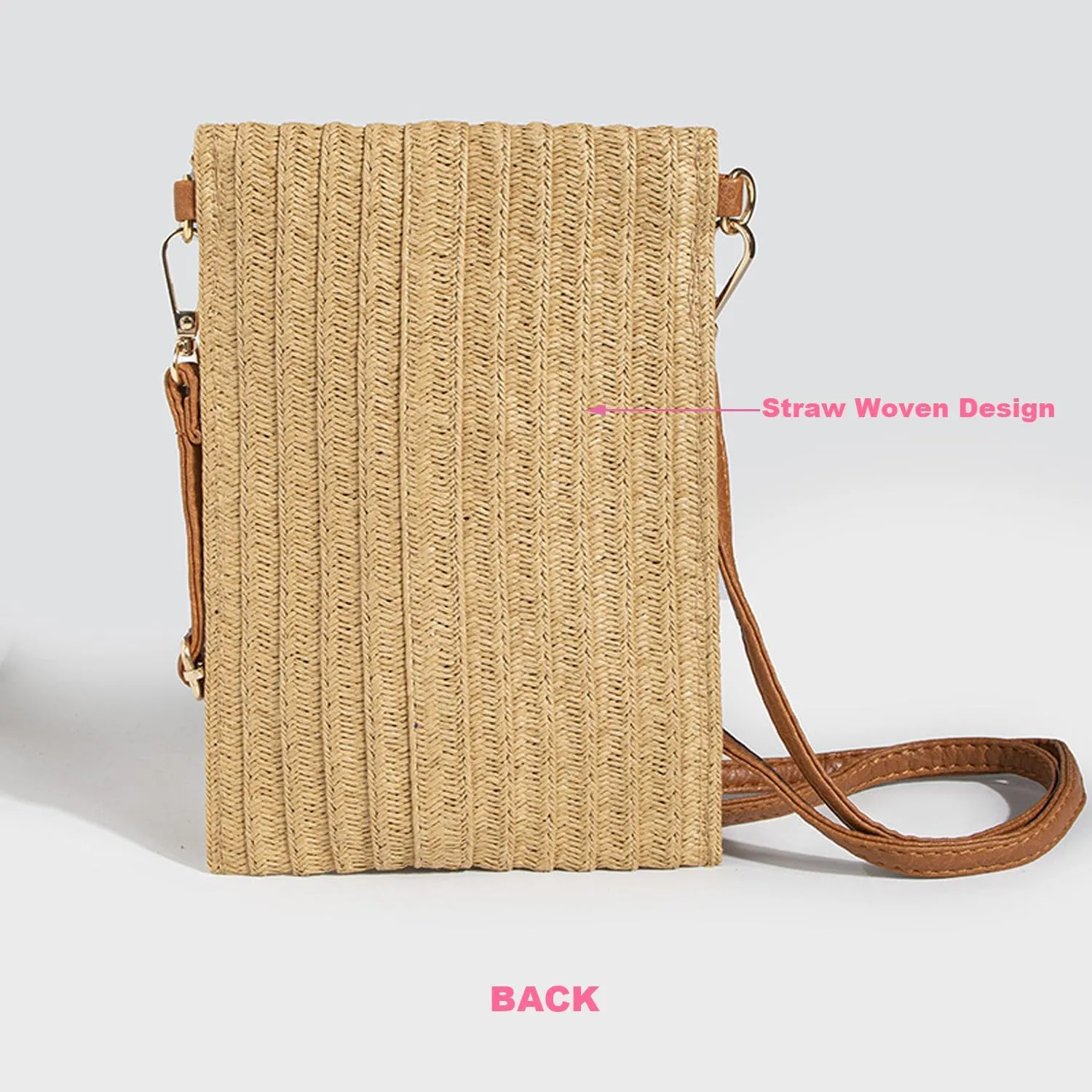 Beaded Crossbody Bag for Women, Small Cell Phone Shoulder Purse Wallet, Straw Woven Design with Colorful beads Embellishments