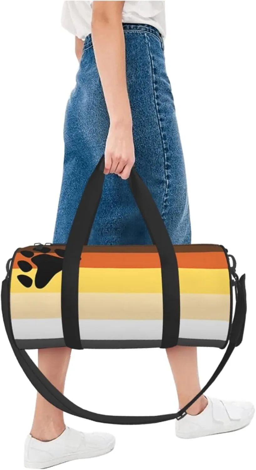Bear Brotherhood Pride Flag Round Travel Duffel Bag Large Capacity Gym Sports Bags for Hiking Vacation Trips